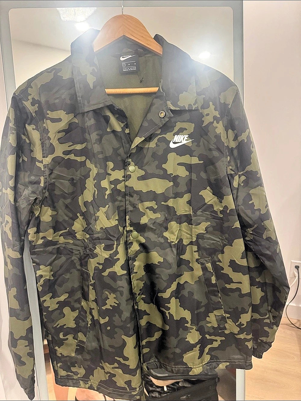 Nike Sportswear Woven Camo Coaches Jacket Green & Black